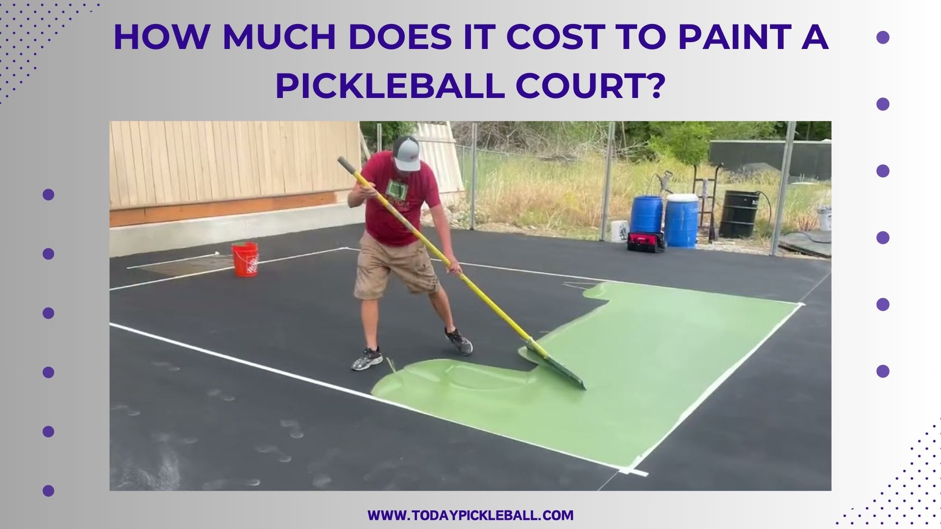 here is the image of a man painting his court to guide you as well How Much Does It Cost to Paint a Pickleball Court?