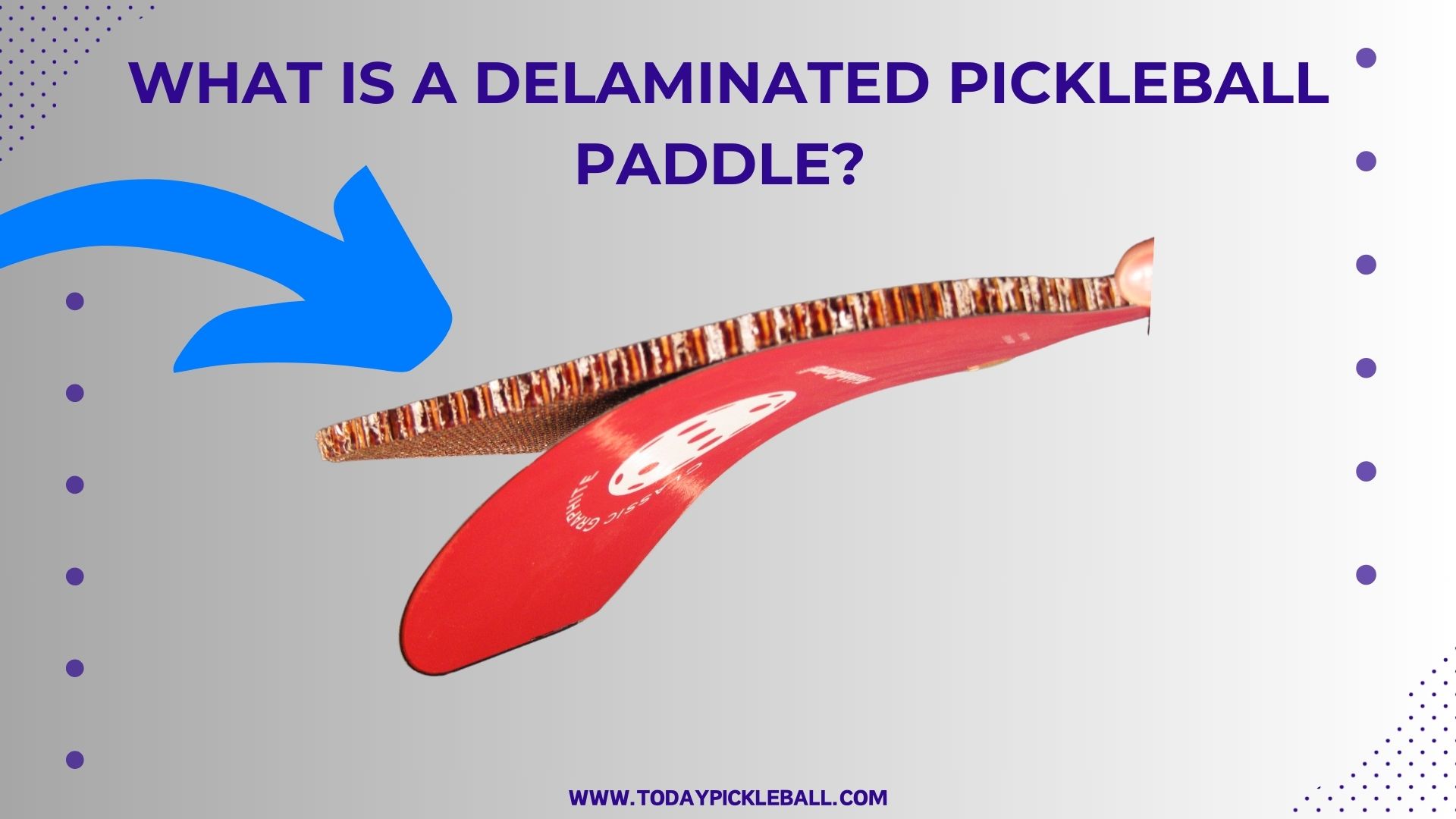 here is the image of damaged paddle to guide you about What Is A Delaminated Pickleball Paddle?